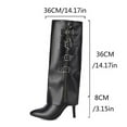 thumbnail image 6 of Mostsola Fold Over Knee High Boots Women Fashion Pointy Toe Stiletto Zip up Buckle Strap Heels, 6 of 9