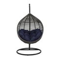 thumbnail image 4 of Contemporary Modern Urban Designer Outdoor Patio Balcony Garden Furniture Lounge Swing Chair, Fabric Steel Metal, Grey Gray Navy Blue, 4 of 6