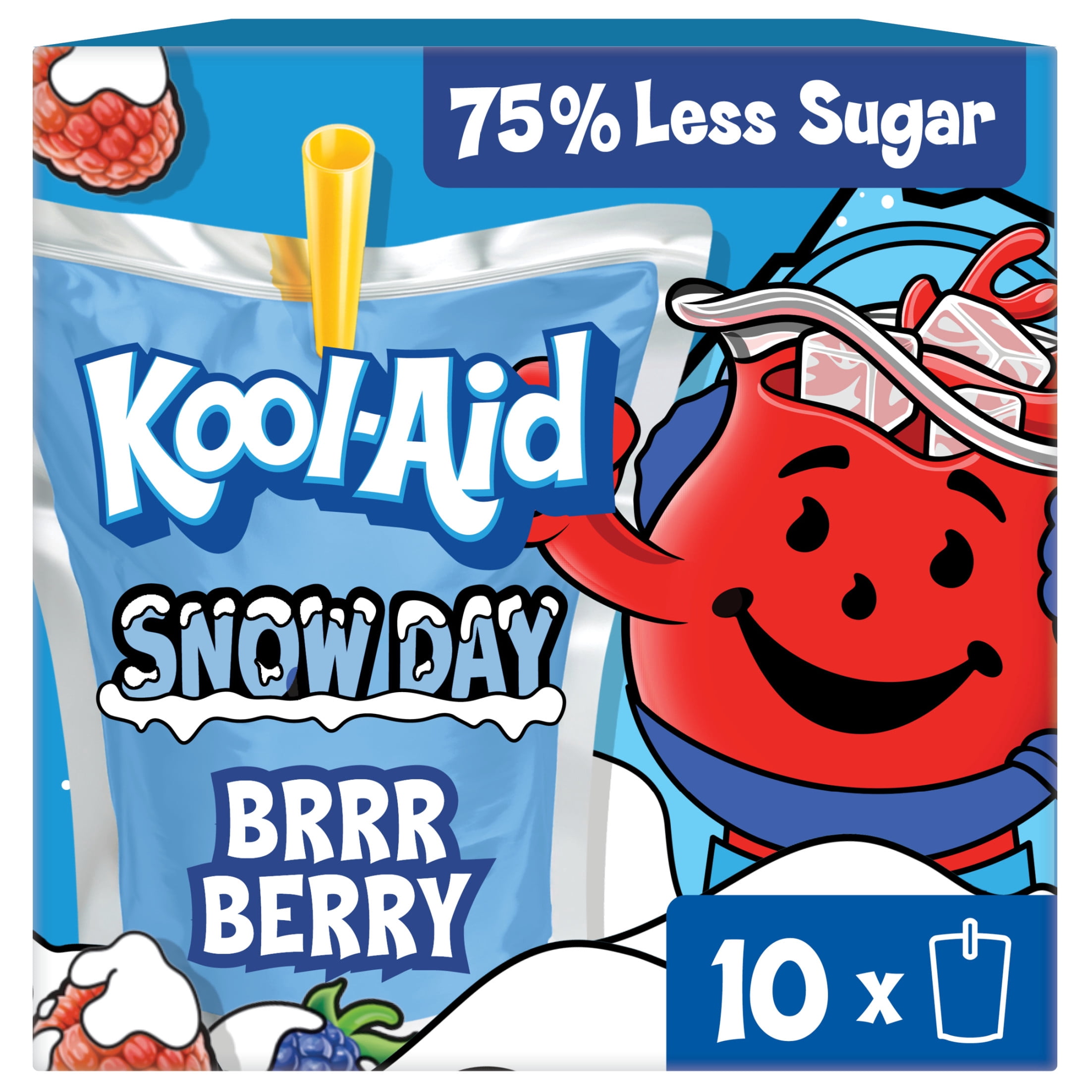 Kool-Aid Snow Day Brrr Berry Drink Pouches, 10 Ct, 6 oz, Vitamin C
