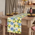 thumbnail image 2 of Botanical Lemon 70 Inch Table Runner, Spring Countryside Floral Blue Tile Farmhouse Dresser Scarf Cotton & Linen Tablerunner for Dining/Kitchen Island/Holiday Party Décor 13" x 70", 2 of 9