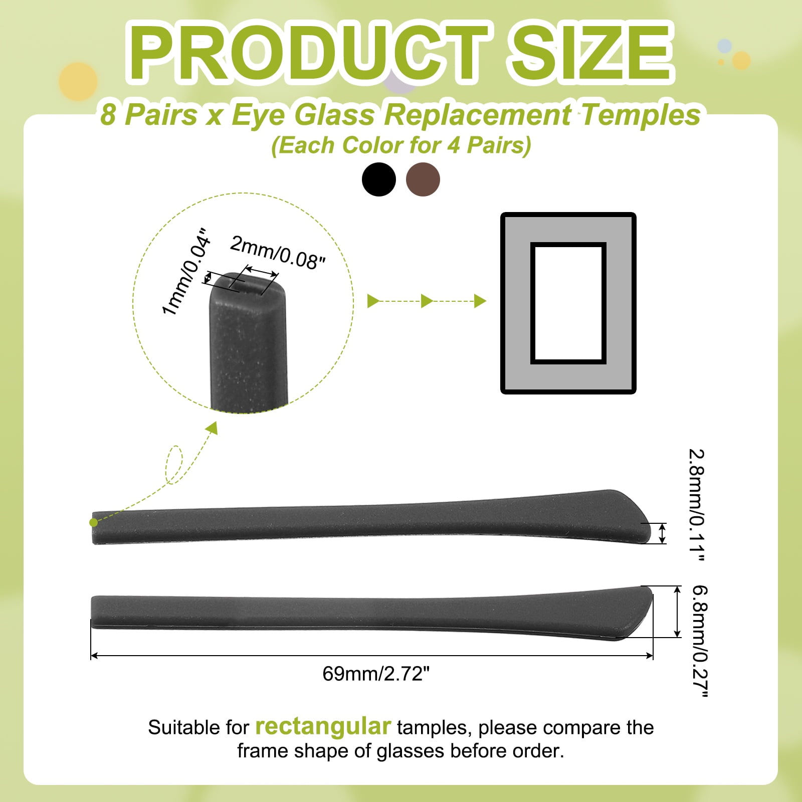 Unique Bargains Replacement Temples Silicone Eyeglass End Tips Glasses Black/Brown
