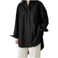 thumbnail image 1 of Bowake Womens Oversized Button down Shirts Collared Long Sleeve Work Office Tops Solid Color Casual Ladies Blouse Tee, 1 of 7