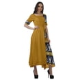 thumbnail image 3 of Moomaya Robe Midi à Manches Courtes en Viscose Imprimée pour Femmes, Taille à Cordon de Serrage, 3 of 4