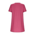 thumbnail image 5 of Munlar Women's Hot Pink Midi Dress Cotton Linen Loose T Shirt Dress Summer Casual Short Sleeve Sundress, 5 of 5