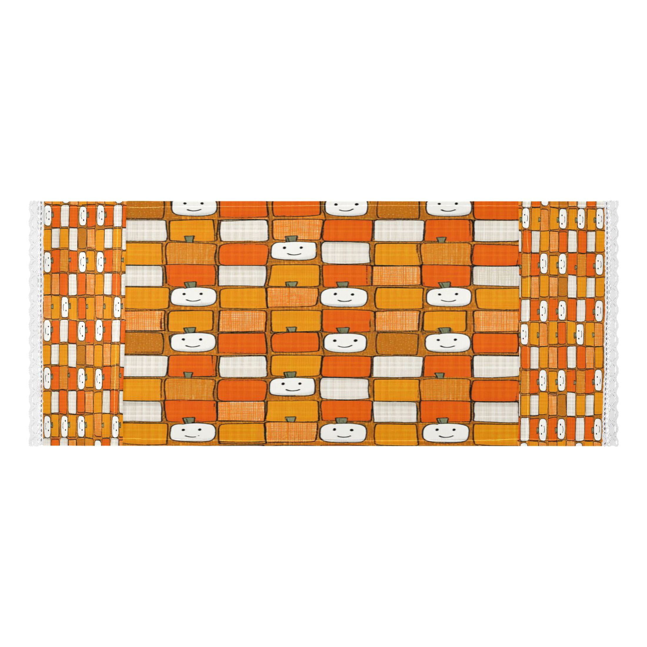 Dustproof Washing Machine Cloth Washer and Dryer Top Covers, Fridge Dust Cover, With Storage Bags Squares with Smiling Pumpkins