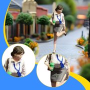 Dualoai 1/64 Girl Figurine Model Dioramas Mini Architectural Figurine for Sand Table white collar