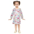 thumbnail image 2 of Girls' long-sleeved dress Flamingo Heart Girls' A-line dress with ribbed cuffs Soft and comfortable, 2 of 6