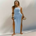 thumbnail image 5 of LYMAYTER Women Halter Dresses Knitted Fashion Open Back Dress for S-L Double High Slit Beach Long Dress, 5 of 7
