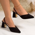 thumbnail image 6 of GERsome Women's Chunky Block Heels Elastic Slingback Summer Slip-On Closed Pointy Toe Party Wedding Dress Shoes, Size 8.5, 6 of 9