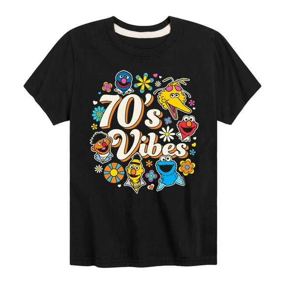 Sesame Street - 70S Vibes Elmo and Friends - Toddler and Youth Short Sleeve Graphic T-Shirt