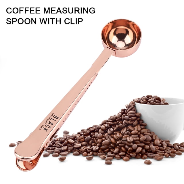 Cuillère à Café Multifonctionnelle en Acier Inoxydable avec Sac Scellant Longue Cuillère Portable Durable pour Percolateurs de Filtres