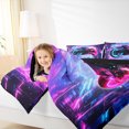 thumbnail image 4 of Homewish Motercycle Sports Player Full Size Comforter Sets for Kids, Futuristic Square Abstract Bedding Comforter Set, Fuchsia Blue Dirt Bike Reversible Bedding Sets, Super Cozy Room Decor, 3pcs, 4 of 8