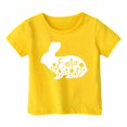 thumbnail image 4 of Chemises Filles Mode Décontractée Imprimé Col Rond Manches Courtes T-Shirt Hauts Filles Jaune 4 Ans-5 Ans, 4 of 4