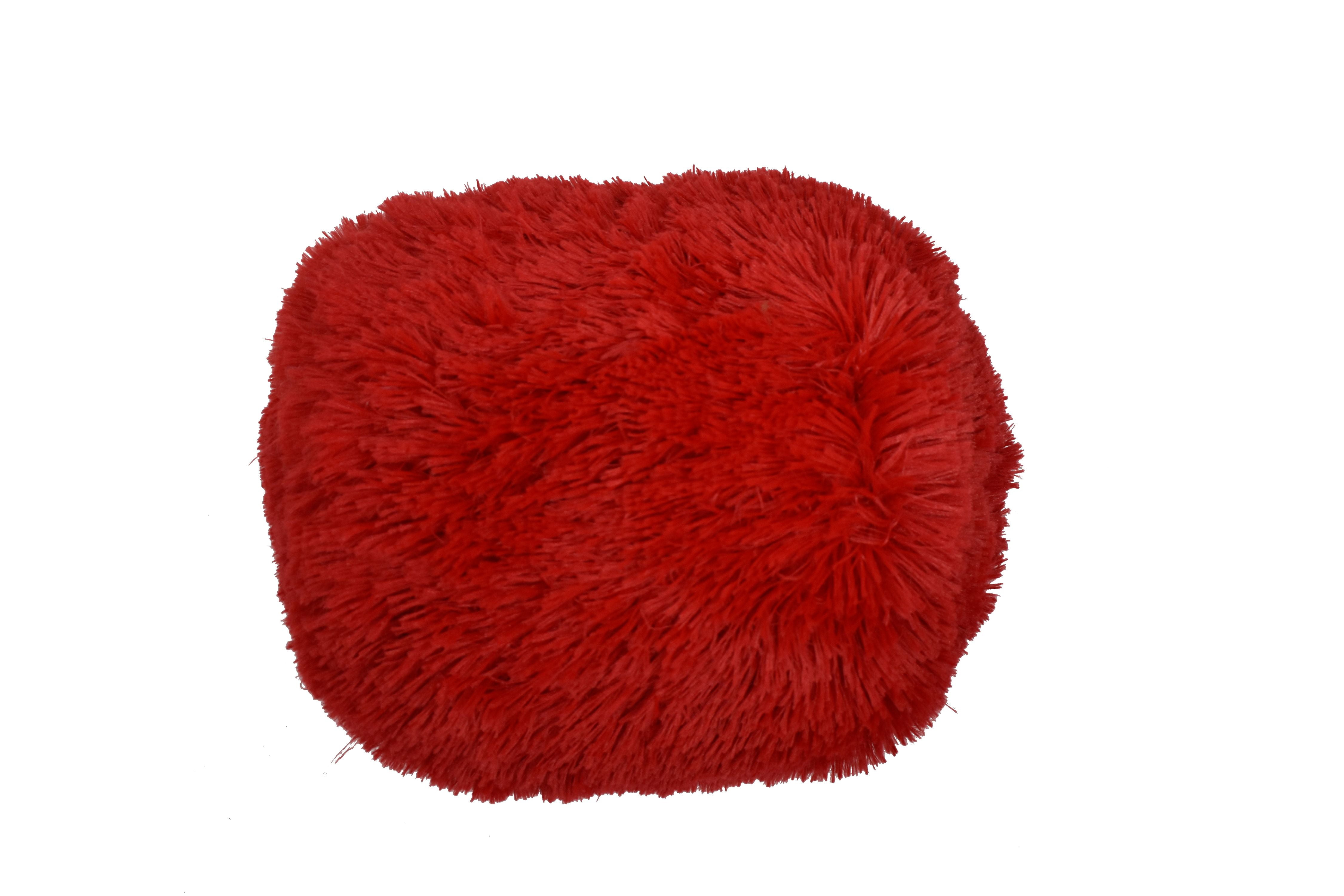 red fuzzy pillows