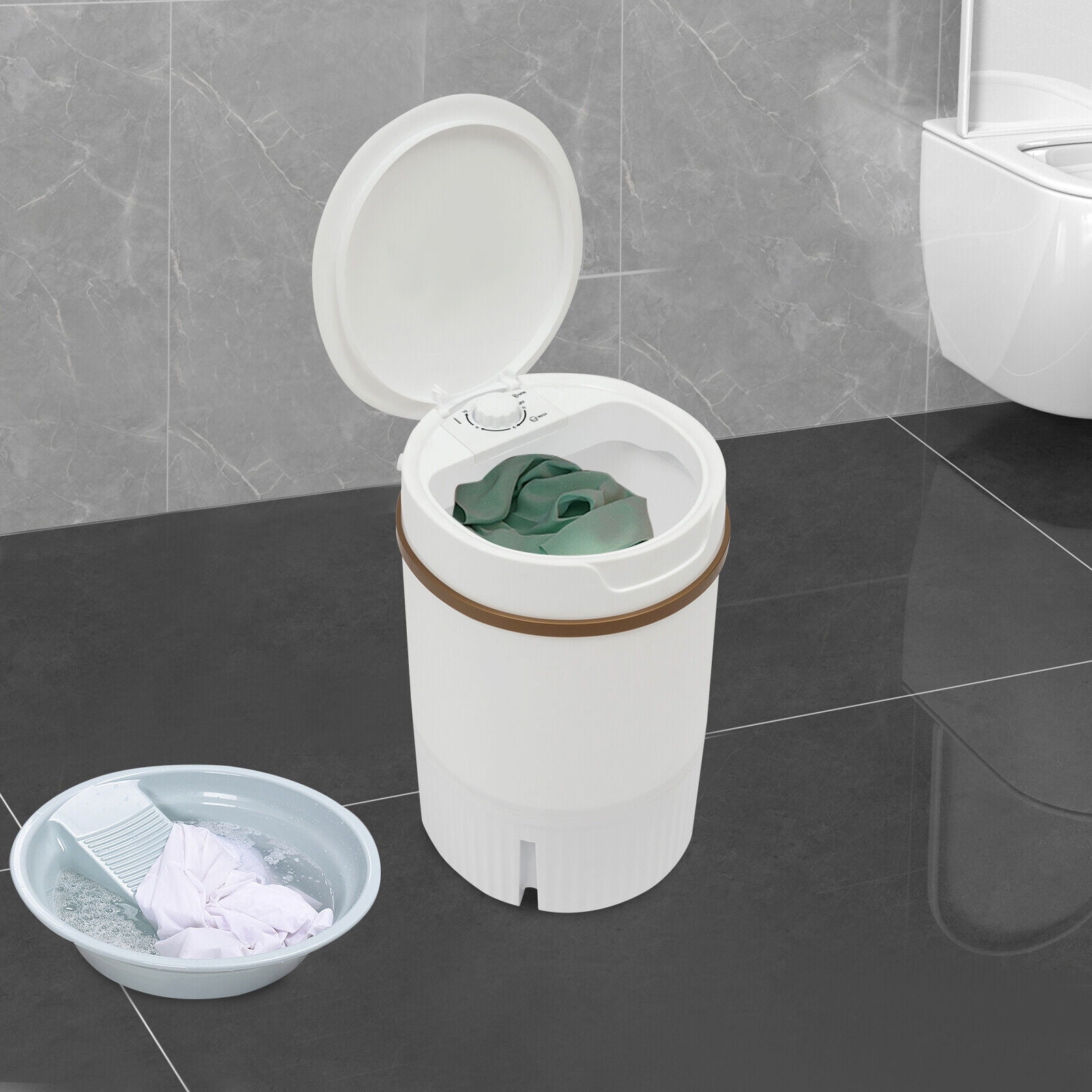 4.5L/1.19gal Portable Mini Washing Machine Washer with Drainage Basket Multi-Functional White