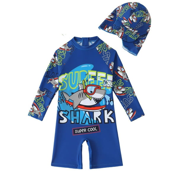PMVFHDE Swim Trunks 4t Boys' Swimwear1 Piece Zipper Bathing Suit Toddler Sun Rash Guard Short Sleeve Dinosaur Surfing Suit UPF 50+ Blue,5-6 Years