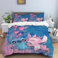 thumbnail image 4 of Disney Cartoon Cute Stitch Print Three Piece Bedding Set Cover Set With Pillowcase Children or Adults King Queen Full Twin Size, 4 of 5