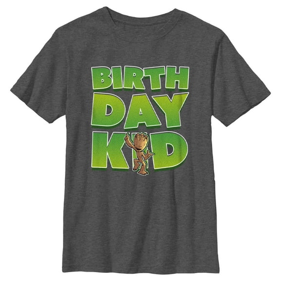 Boy's Guardians of the Galaxy Birthday Kid Dancing Groot Graphic Tee Charcoal Heather Medium