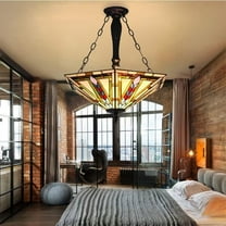 FINE MAKER 21 inch Tiffany painted chandelier, dining room 5 light vintage style art chandelier