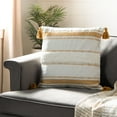 thumbnail image 2 of SAFAVIEH Polli Striped w/ Tassel Pillow, 20" x 20", Mustard Yellow, 2 of 5