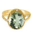 thumbnail image 2 of Mauli Jewels Rings for Women 4.53 Carat Oval Shaped Green Amethyst and Diamond Ring 4-Prong 10K Yellow Gold, 2 of 6