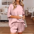 thumbnail image 5 of Kiplyki Flash Deals Mens Sleepshirts Solid Color Pajamas Home Two Piece Set Casual Fashion Short Sleeve Top+Shorts for Women, 5 of 6