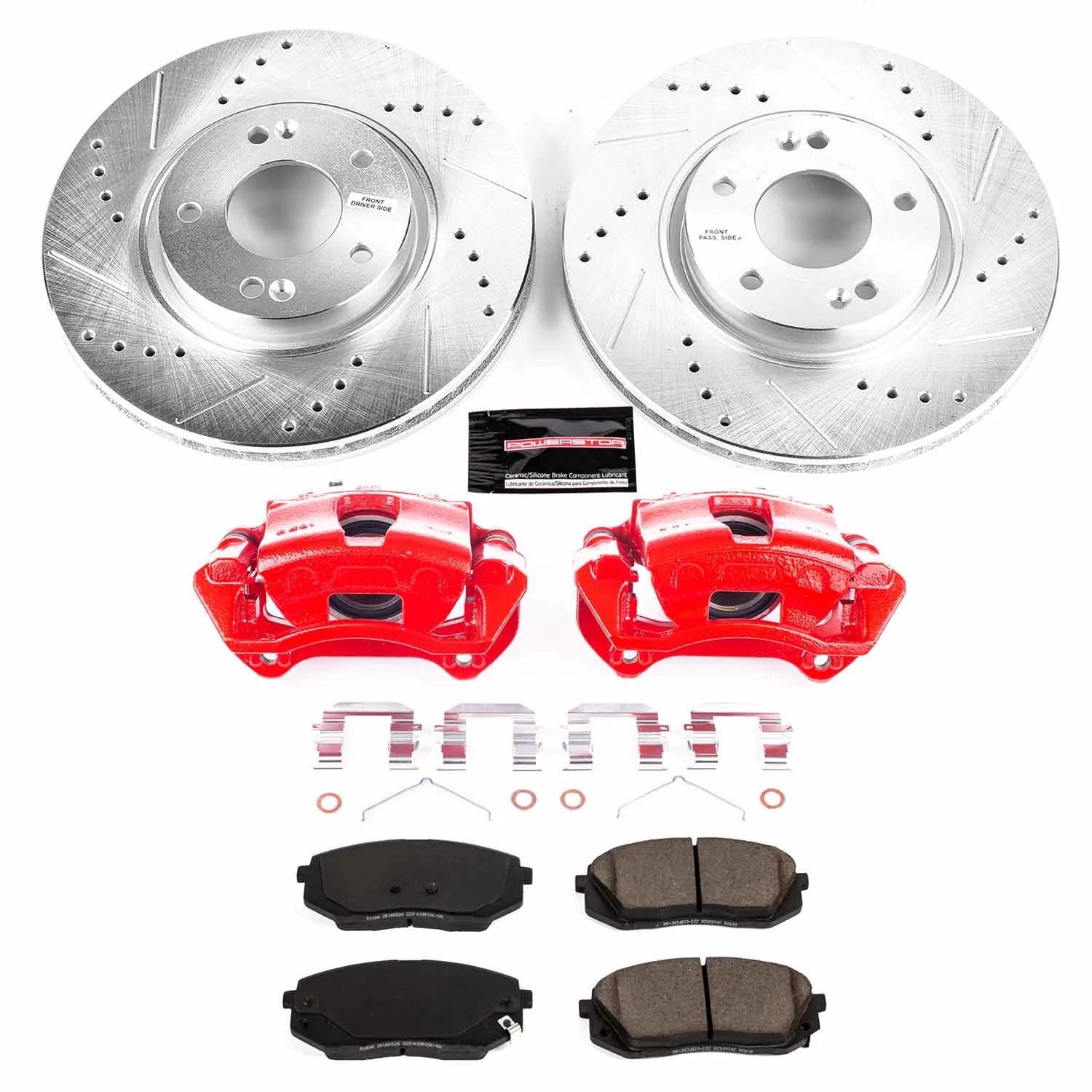 PowerStop Front Z23 Evolution Sport Brake Pad and Rotor Kit with Red Powder Coated Calipers Fits: KIA Select Models KC8621