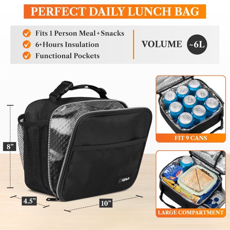 OPUX Insulated Lunch Bag for Kids, Black photo 2