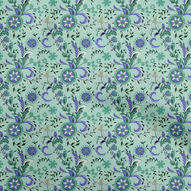 oneOone Velvet Mint Green Fabric Asian Suzani Craft Projects Decor Fabric Printed By The Yard 58 Inch Wide