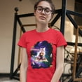 thumbnail image 3 of Tee Hunt Cat Firing Rainbow Laser Riding Pizza Slice In Space T-Shirt Weird Women's T-Shirt Tee, Red, X-Large, 3 of 5