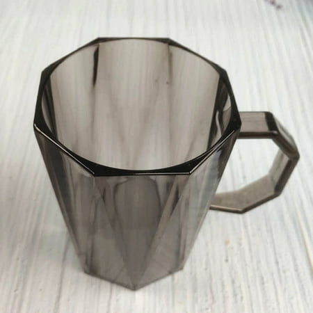 

Multifunctional Plastic Cup Daily Use Polygonal Acrylic Cup with Handle Industrial Design Gray/Coffee/Dark Green 400ml New.