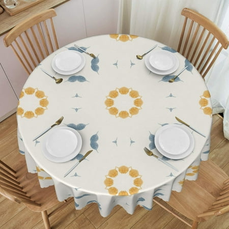 

ZNDUO Tablecloths 60 x60 Round Tablecloths - Washable Polyester Tablecloth Decorative Fabric Tablecloths for Table Buffet Party and Camping Geometric Floral Print Pattern
