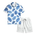 thumbnail image 6 of Men's Summer Vacation 2 Piece Outfits Hawaiian Beach Cruise Button Down Shirts Shorts Sets Travel Clothes, 6 of 6