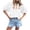 White, variant on Women's Summer Short Sleeve Tops 2025 Dressy Casual Buttons V Neck Hollow Out Lace Embroidered Blouses Shirts