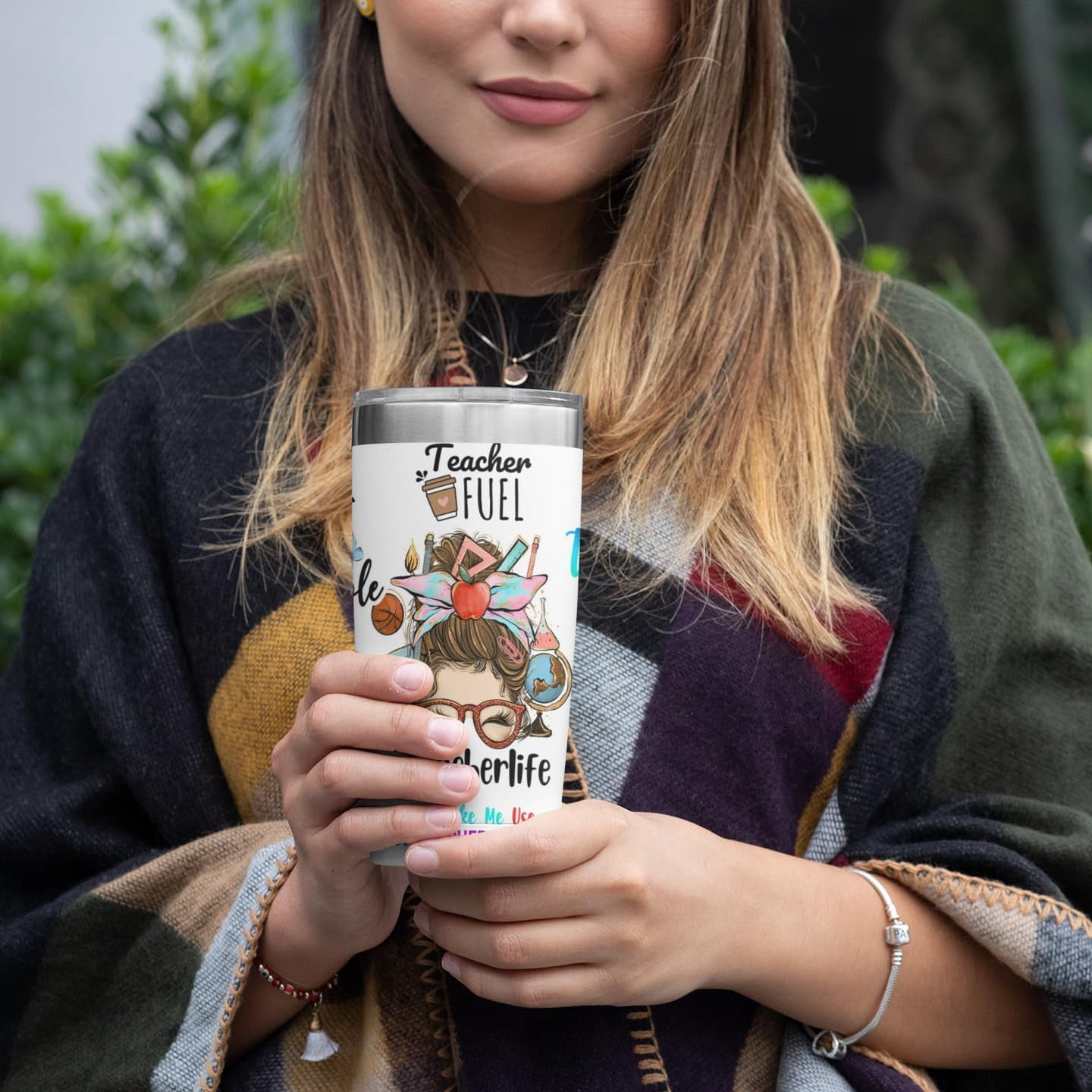 Teacher Appreciation Gifts for Women - 20 Oz Insulated Tumbler, Mug, and Cup, Graduation Gifts from Students, Birthday Gifts for Teacher(Don''t make me use my teacher voice)