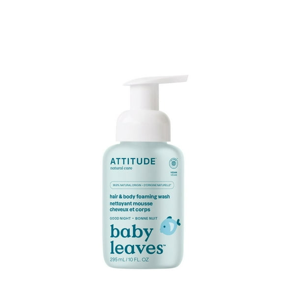 ATTITUDE baby leaves, Nettoyant Mousse Cheveux et Corps, Bonne Nuit, 295 mL