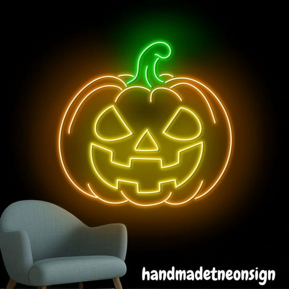 Handmadetneonsign Halloween Pumpkin Neon Sign, Pumpkin Led Sign, Halloween Neon Light, Home Decor 66382