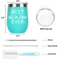 thumbnail image 6 of Sister in Law Gifts, Best Sis in Law Ever Wine Tumbler, Mothers Day Christmas Birthday Gifts for Sister in Law Women Bride, 12Oz Stainless Steel Insulated Wine Tumbler with Lid, Mint, 6 of 6