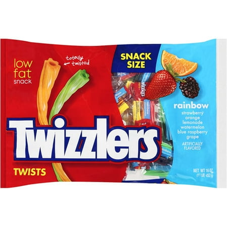 Hershey's Twizzlers Twists Low Fat Snack Size Rainbow Candy, 16 Oz.