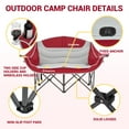 Kingcamp Loveseat Camping Chair for Adult Double Camping Chair Folding Chair for Two People