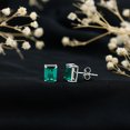 thumbnail image 3 of Rosec Jewels Octagon Cut Created Emerald Solitaire Stud Earrings for Women (AAAA Grade), 925 Sterling Silver, 3 of 7