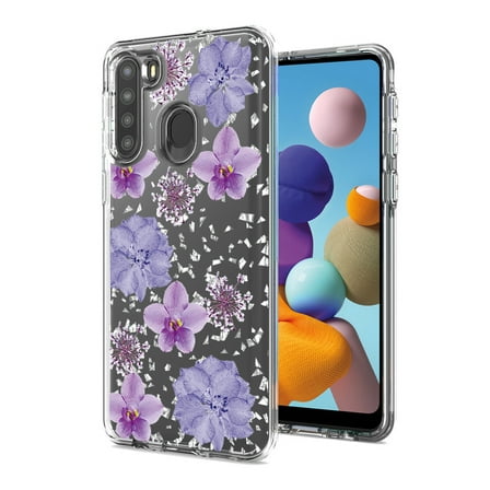 Pressed Dried Flower Design Phone Case For Reiko brand for Galaxy A21 In Purple