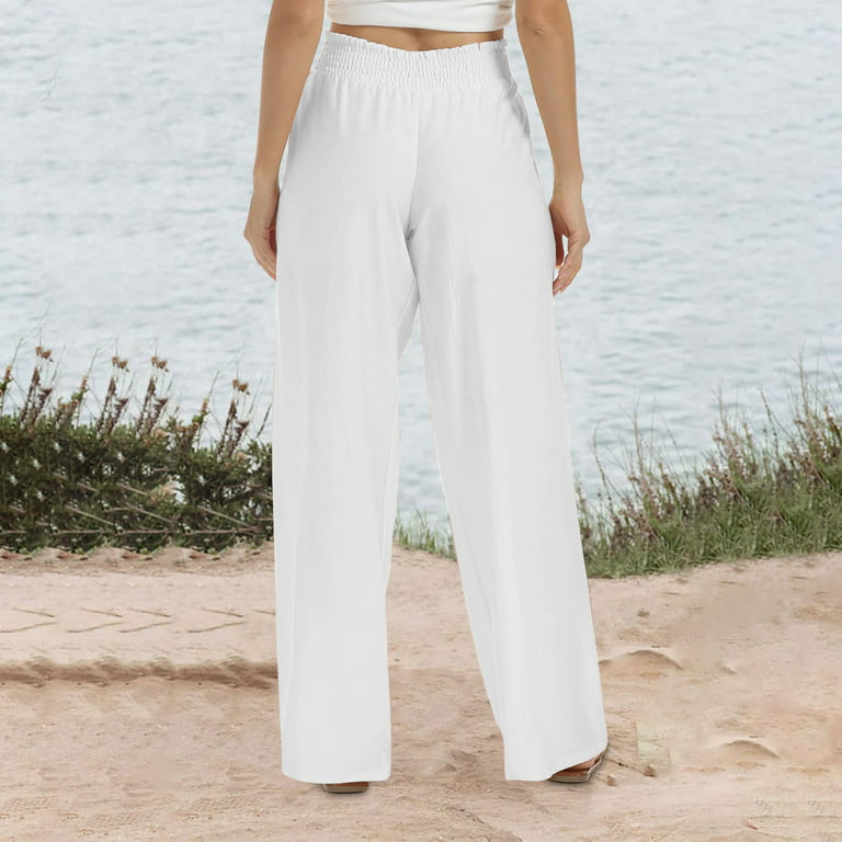 Linen Blend Crop White Trouser
