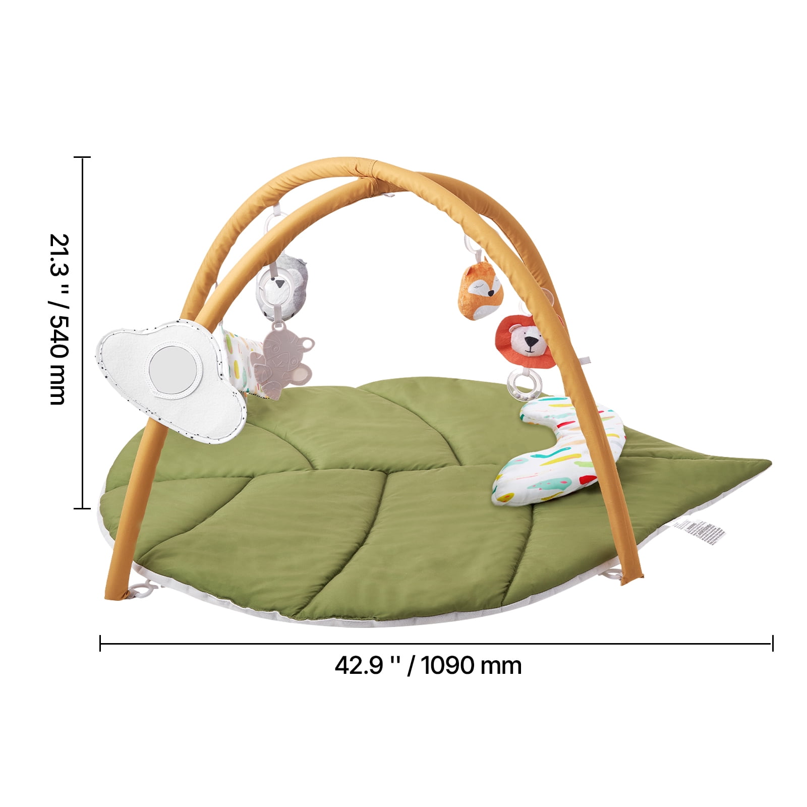 KFFKFF Baby Play Gym Mat with Sensory Toys, Large Leaf-Shaped Tummy Time Mat for Newborns and Infants, Ideal for Ages 0-18 Months, Supports Motor Skills and Early Cognitive Growth
