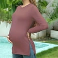 thumbnail image 4 of UFOUND Maternity Blouse Women's T Shirts Tiered Basic Solid Color Casual Pregnancy Tops Long Sleeves Shirt, 4 of 5