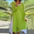 thumbnail image 2 of TSADFHJI Jupes en Tricot pour Femmes Longues Mode Col Rond Manches Longues Deux Pièces Robe Asymétrique Fendue à Blocs de Couleur m Vert, 2 of 8