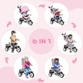 thumbnail image 4 of Qaba 6 in 1 Tricycle for Toddler 1-5 Years with Parent-Push Handle, Pink, 4 of 9