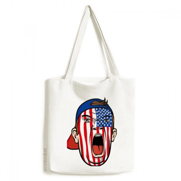 USA Flag Painting Makeup Cap Tote Canvas Bag Shopping Satchel Casual Handbag