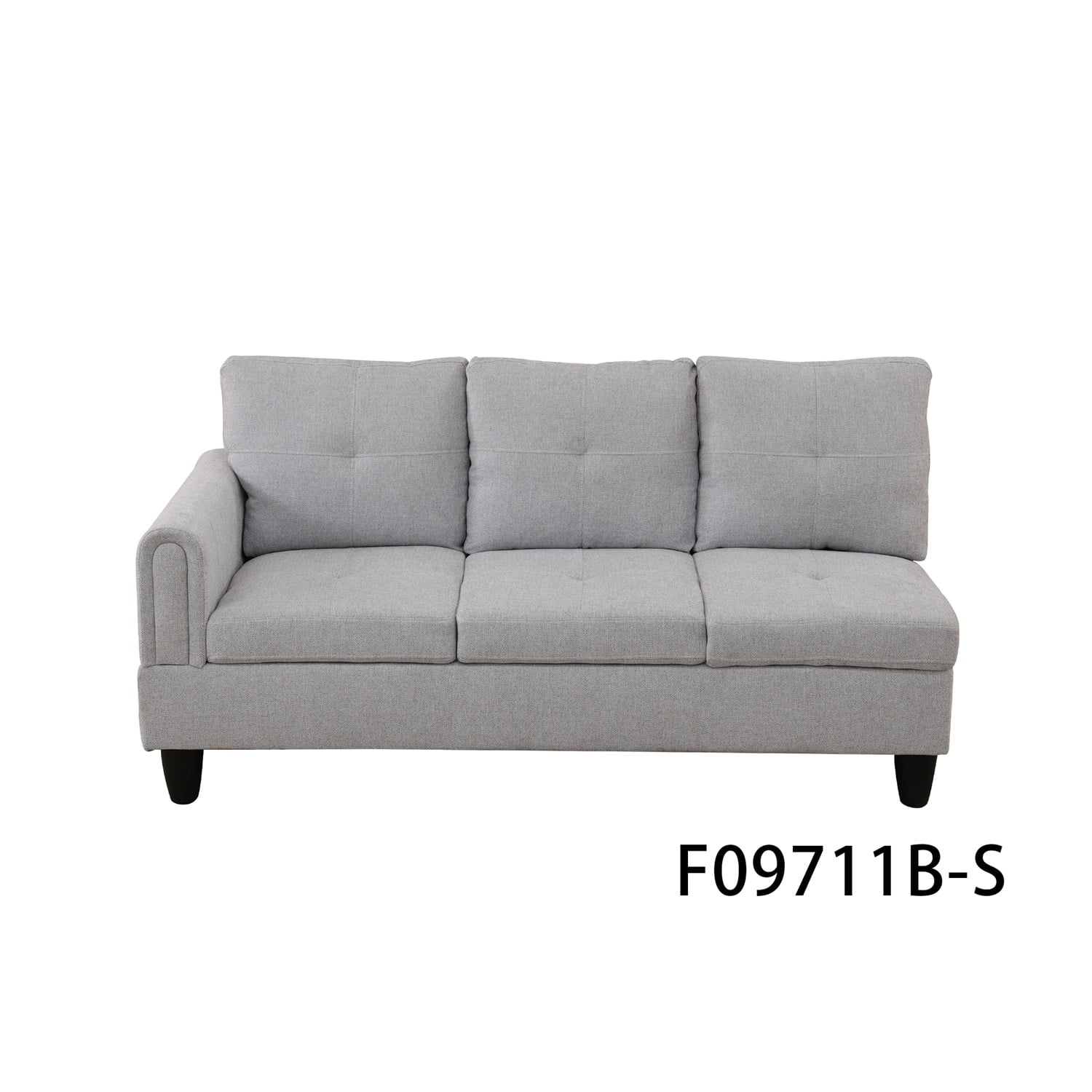 Hommoo Flannel 4-Seat Couch Sofa Set, L Shaped Couch Living Room Sofa Set, Sectional Sofa for Home, Apartment, Dorm, Grey(Without Ottoman)