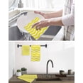 thumbnail image 5 of Yellow Moire Kitchen Dish Towels for Drying Dishes Set of 2, Water Ripple Stripe Farmhouse Waffle Weave Microfiber Hand Tea Bathroom Towels Quick Dry & Absorbent Towel 15.7x23.6, 5 of 7